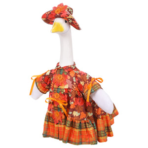 Robe à motif feuilles d'érable d'automne avec chapeau assorti pour tenue de canard de porche de 23 pouces, décoration de jardin et de pelouse, vêtements pour canard de porche - Product Image 4