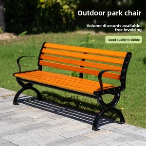 Panca da Esterno Anticorrosione in Legno con Telaio in Ferro <span class=keywords><strong>e</strong></span> Schienale in Legno Composito, Seduta Casual, Stile Moderno Semplice, Mobile - Product Image 2