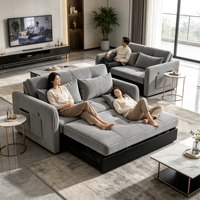 Canapé-lit pliable en velours côtelé au design élégant, option de couleur personnalisée, pour un intérieur minimaliste et chaleureux