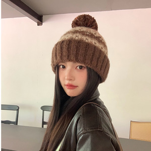 <span class=keywords><strong>Bonnet</strong></span> d'hiver vintage côtelé pour <span class=keywords><strong>femme</strong></span>, en tricot jacquard torsadé épais, avec <span class=keywords><strong>pompon</strong></span> boutonné, en Spandex/Coton, doux et chaud - Product Image 4