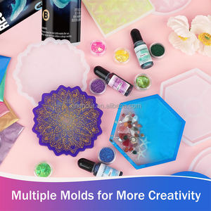 Kit de résine époxy pour débutants Kit de résine 32oz avec moules sous-verre Accessoires complets comprenant des poudres de mica pigmentées Fleurs séchées - Product Image 6