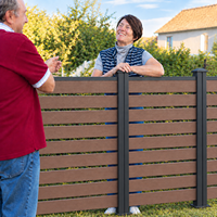 Panneau de clôture composite WPC semi-ouvert avec poteau en aluminium 1,2 m, résistant aux UV, anti-décoloration, durable pour jardin, cour, villa