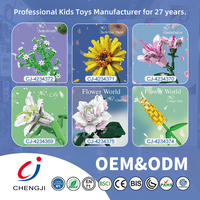 Chengji Diy Building Block Flower Pot Creative Assembly Model Elegant Tulip Bouquet Bricks Plastic Flower Building Blocks Toys