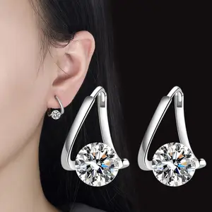 Klassische Diamant ohrringe für Dame 925 Mark Weiß Messing Qualität Mode Creolen Beliebte unregelmäßige Design Ohrringe