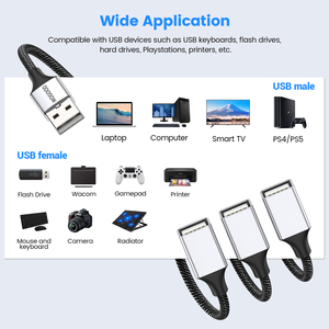 Câble adaptateur OTG 3 en 1, double <span class=keywords><strong>USB</strong></span> 2.0, rallonge de câble d'alimentation pour la charge/transmission de données, câble d'extension 4USB, séparateur <span class=keywords><strong>USB</strong></span> - Product Image 3