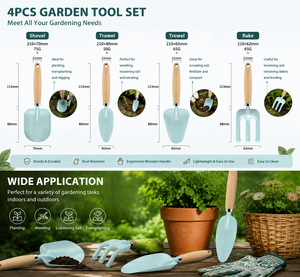 Ensemble d'outils de jardin pour enfants avec manche en bois OEM, comprenant une <span class=keywords><strong>pelle</strong></span>, une bêche et un râteau pour la plantation, le repiquage et l'entretien du sol - Product Image 2