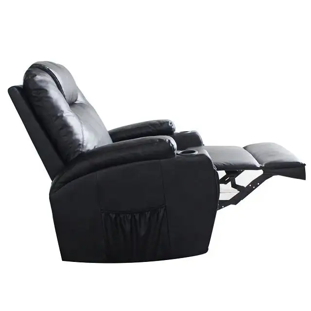 Alta calidad negro PU solo masaje Push Back venta al por mayor TV giratoria Rocker silla reclinable sofá con portavasos