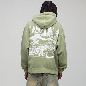 เสื้อฮู้ดแบบสวมหัวสำหรับผู้ชายโอเวอร์ไซส์ผ้าฝ้ายซักลายอนิเมะกำหนดได้เอง - Product Image 2