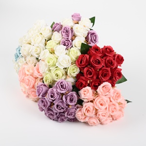 Hoa hồng giả nhung trắng nhiều màu, hoa hồng nhân tạo chạm khắc tinh xảo, bán buôn trang trí đám cưới, đặt hàng số lượng lớn - Product Image 5