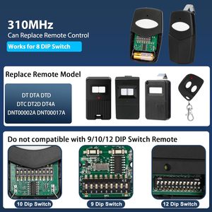 Télécommande de porte de garage 8 commutateurs DIP 310 MHz, émetteur d'ouverture de portail compatible avec les modèles DTA DTD DTC DNT00002A, signal stable - Product Image 5