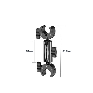 <span class=keywords><strong>Support</strong></span> de caméra d'action à double rotule réglable et rotatif à 360° avec pince crabe et bras en aluminium pour guidon de vélo/moto - Product Image 2