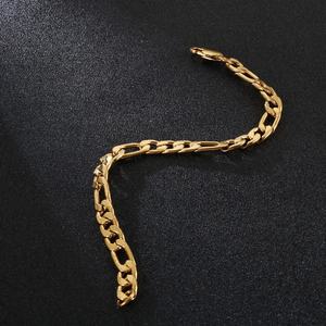 Nuevo Diseño, Venta al por Mayor, Personalizable, Antialérgico, Acero Inoxidable con Baño de Oro de 18K PVD de Alto Brillo, Pulsera de Cadena Figaro - Product Image 5