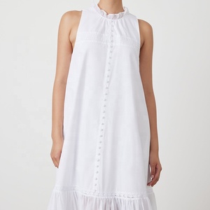 2023 nouvelle grande taille coton sans manches robe de mariée mariée dentelle blanche Sexy élégant Simple femmes dos nu été robes mi-longues - Product Image 2