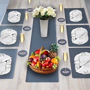Premium <strong>Grey</strong> Leather Long Placemat Dining <strong>Table</strong> Decor Good Quality Custom <strong>Table</strong> <strong>Runner</strong> - Product Image 1