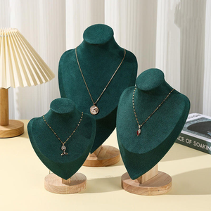 Small <b>Wooden</b> Leather Jewelry, White Necklace, <b>Clothes</b> Hanger, Half Body Portrait Display, Organizer, Mannequin Stand - Product Image 6