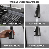 Nouvelle arrivée Smart 304 évier de cuisine cascade à LED en acier inoxydable avec multifonction et lave-gobelet
