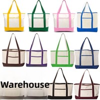 Bolsa de Regalo Plegable de Gran Capacidad de Tela de Algodón para Comercio Exterior, Portátil, de Lona, con Impresión Digital UV, Logotipo Opcional, Bolsillo Interior con Cremallera