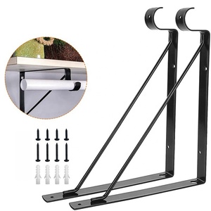 Wall Mount Closet <span class=keywords><strong>Pole</strong></span> Kệ hỗ trợ Bracket Hook Heavy Duty Closet nổi chân đế với Rod chủ - Product Image 1