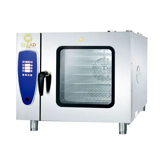 Commerciële Luxe Versie Touch Screen Zes-Layer Combi-Steamer Oven Met Boiler Automatische Cyclus Reiniging