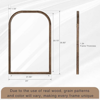 Miroir mural en bois cintré Kingwin avec étagère, miroir décoratif encadré écologique pour usage domestique