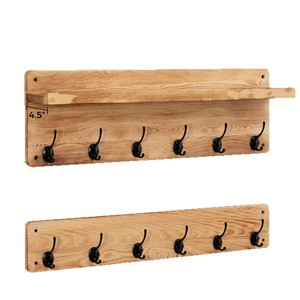 Wooden Wall Mounted Coat Rack With <b>Shelf</b> 6 <b>Hooks</b> Storage Organizer For Entryway Hallway Doorway - Product Image 5