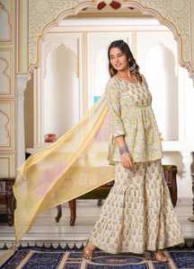 Traje Salwar Sharara de Alta Calidad con Bordado de Diseño Indio Moderno para Mujer, Ideal para Bodas y Fiestas - Product Image 3