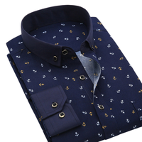 Camisa de Manga Larga Estampada para Hombre, Corte Ajustado, Moderna y Casual, Camisa Versátil para Jóvenes