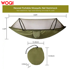 WOQI Hamac de camping en plein air pour adultes en nylon durable avec moustiquaire réglable, <span class=keywords><strong>matériel</strong></span> de parachute portable pour balançoire de jardin - Product Image 3