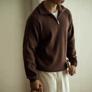 Sweat-shirt Homme Col Rond Demi-Zip en Coton Épais de Qualité Supérieure, Personnalisable avec Logo, Style Streetwear, Vente en Gros - Product Image 1