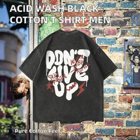 T-shirt en coton tricoté 100% pour homme, coupe ample, noir, style hip-hop, avec logo personnalisé, sérigraphie, qualité supérieure