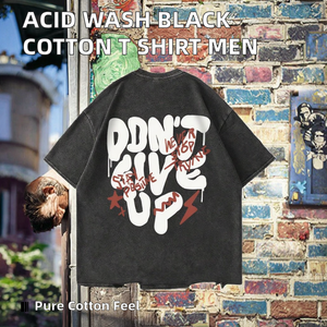 Camiseta de Hombre de Alta Calidad, Estilo Hip Hop, Color Negro, con Logotipo Personalizado, Corte Holgado, 100% Algodón, Impresión Serigráfica - Product Image 2