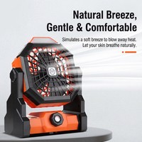 Ventilateur de camping rechargeable minimaliste 20000 mAh avec lumière LED, débit d'air élevé, ventilateur de tente portable pour utilisation en extérieur et en intérieur, fonctionnement silencieux
