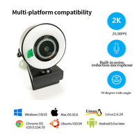 Webcam 4K Webcam PC Laptop Portabel 2K 1080P Webcam Live Streaming Fleksibel Kamera Web Full HD untuk Komputer dengan Mikrofon dengan Cahaya