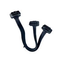 Kabel Adaptor OBD Sudut Kanan 12V 16 Pin 16C Profil Rendah Tipe Y Kabel Diagnostik OBDII 30CM 1 Male ke 2 Female Kabel OBD