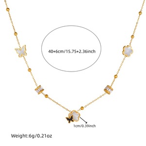 Fashion Jewelry <b>Set</b> Gold Plated Butterfly Flower Necklace <b>Bracelet</b> Earrings Women's Party Accessories Stainless Steel - Product Image 5