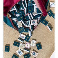 Offre Spéciale : Jeu de Tuiles de Mahjong Américain en Acrylique Gravé et Sculpté, Rouge et Bleu Lagune, Jeu de Société, Cadeaux de Noël