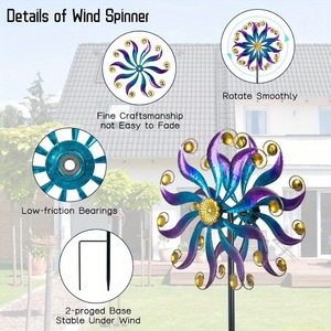 Langlebige blaue lila Metall windmühle Rotierende dekorative Windmühle für Courtyard Lawn Outdoor Garden Vielseitige Garten ornamente - Product Image 3
