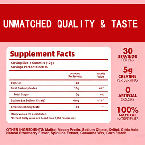 <b>Creatine</b> <b>Monohydrate</b> Gummies for Men Women 5g Bag Packaging Muscle Growth Performance Sugar Free Pre Workout Supplement - Product Image 2