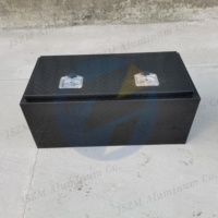 Boîte à outils en maille d'aluminium noir durable personnalisée, grande capacité, boîte à outils en métal pour camions