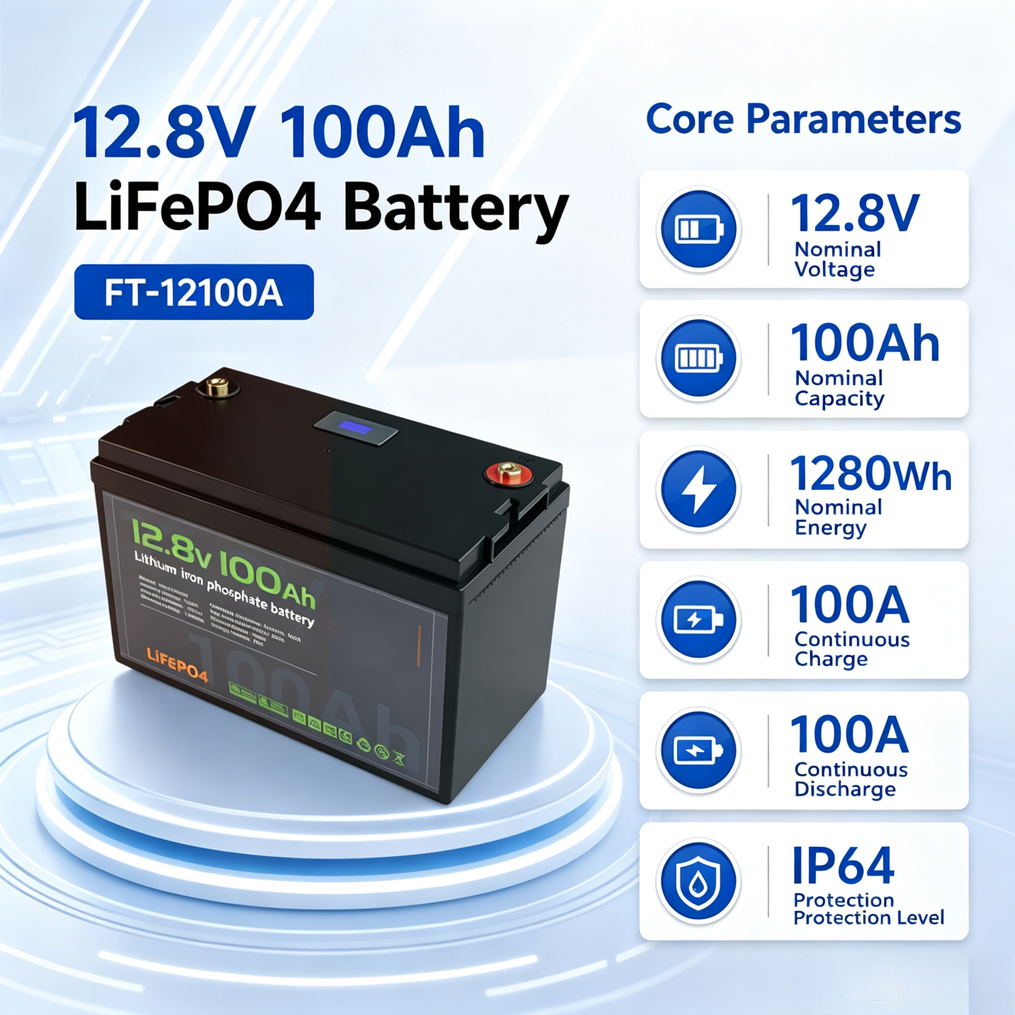 Iron Phosphate 12V/24V <strong>Lead</strong> <strong>Acid</strong> to <strong>Lithium</strong> <strong>100Ah</strong>/200Ah Large Capacity RV Solar Energy Storage <strong>Battery</strong>