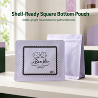 Pochette à fond plat refermable avec fermeture éclair, impression en gravure personnalisée, PE, pour l'emballage des aliments pour chiens et chats