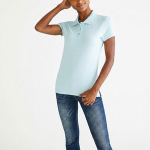 T-shirt décontracté en jersey tricoté respirant à manches courtes de couleur unie pour femme - Product Image 1