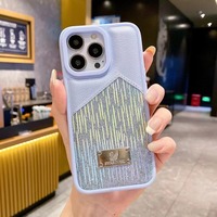 Coque arrière personnalisée en cuir avec logo de luxe pour iPhone 11 12 13 14 15 16 17 18 Pro Max et Samsung