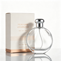 Flacon pulvérisateur vide en verre transparent rond et plat de 30 ml, flacon de parfum de voyage rechargeable de luxe