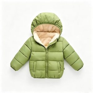 Vestes d'hiver en duvet imperméables sur mesure pour enfants, style varsity léger à <span class=keywords><strong>capuche</strong></span> pour garçons et filles, vêtements d'extérieur chauds en coton - Product Image 4