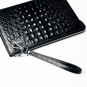 Long <span class=keywords><strong>portefeuille</strong></span> en <span class=keywords><strong>cuir</strong></span> de crocodile pour hommes avec fermeture à glissière à la mode, fabriqué à la main pour le voyage - Product Image 2