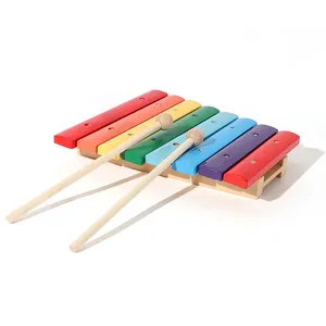 8 весов для детских ручных игр, деревянная перкуссия для мальчиков и девочек, Радужный цветной 8-цветный ксилофон