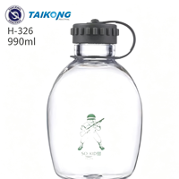 Bouteille d'eau en plastique transparente de qualité supérieure, réutilisable, avec couvercle anti-fuite, bouteille d'eau de voyage