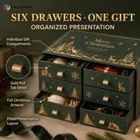 Boîtes cadeaux de Noël personnalisées, emballage de luxe avec tiroir et six compartiments, impression dorée pour marques de cadeaux, MOQ 300