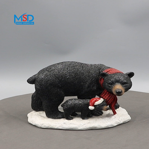 MSD Großhandel Anpassbare Harz-Tierfiguren Bären Wasserdicht Handbemalt Schwarz für Garten- und Heimdekoration - Product Image 2